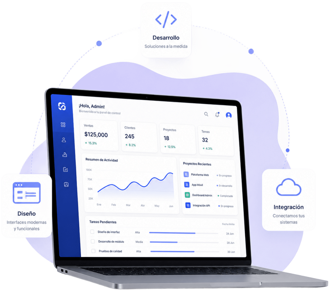 Dashboard de sistema CRM desarrollado por OllinTech
